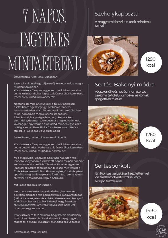 KetoHősök 7 Napos Ingyenes Mintaétrend